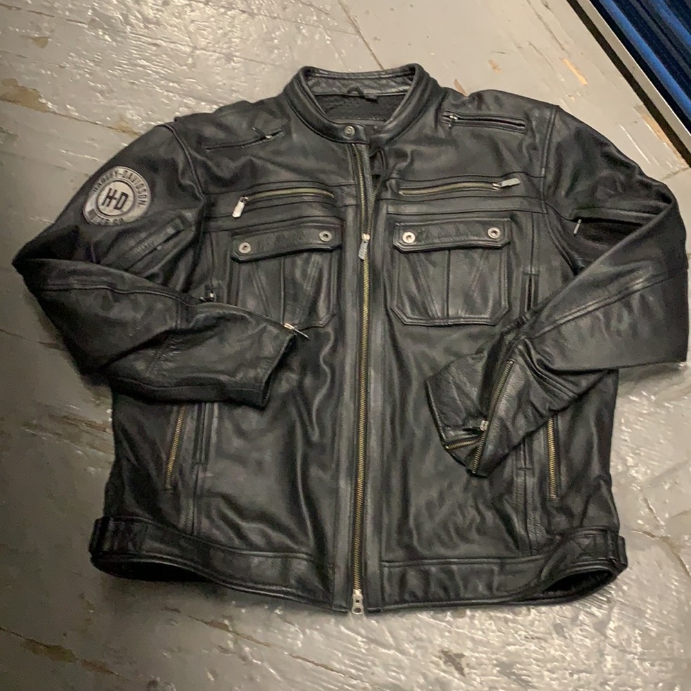 Harley Davidson Crossroads Reflective Leather Biker Jacket